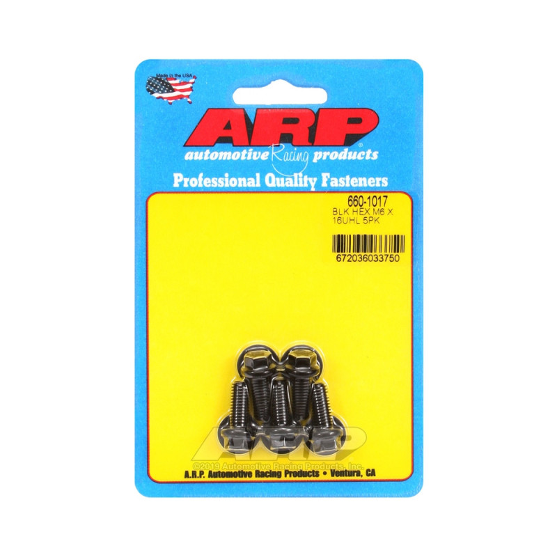 Set de șuruburi și piulițe universale ARP M6 x 1,00 – șuruburi hexagonale cu oxidare neagră, x5 - ARP-660-1017 - 660-1017 - 3666618195629